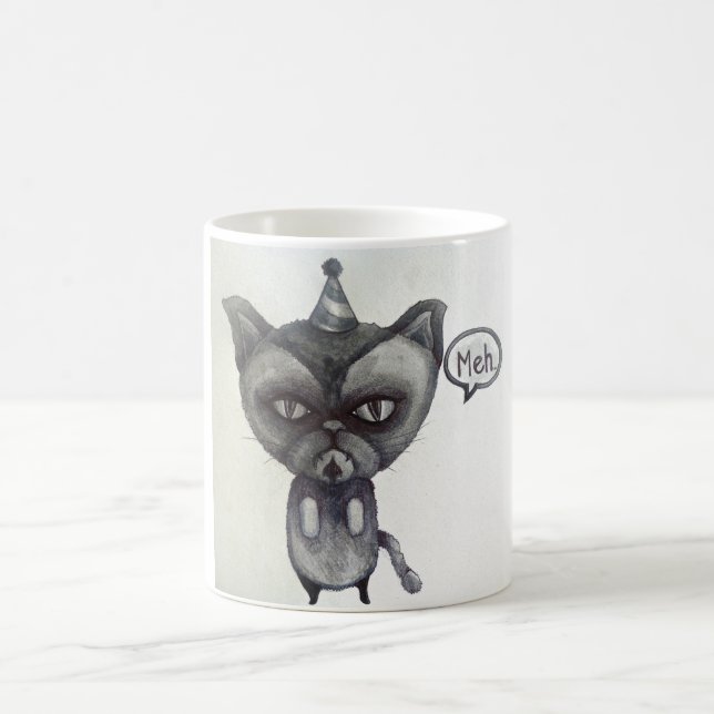 meh grumpy cat party tea coffee mug art (Center)