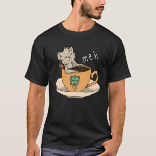 Meh   Sarcastic Coffee Cat T-Shirt