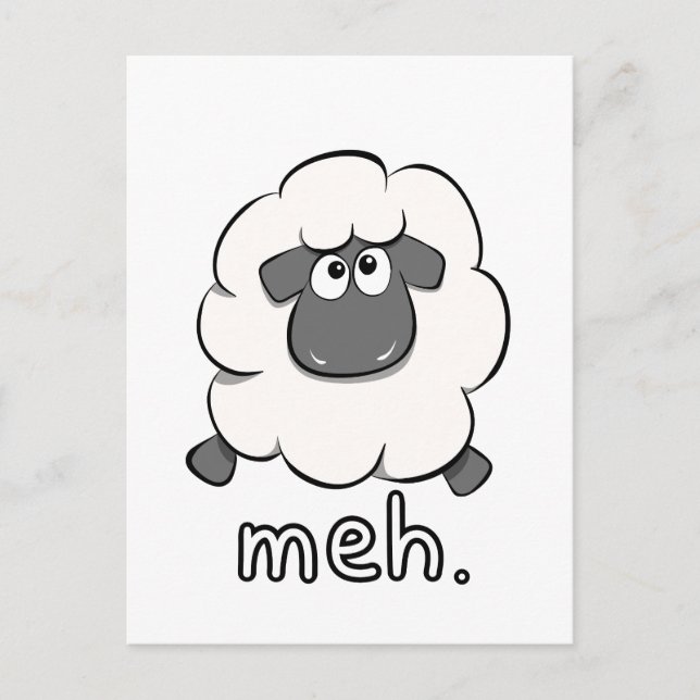 Meh Sheep Cartoon  Postcard (Front)