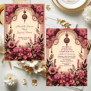 Mehandi Ceremony Mulberry Pavilion Indian Wedding  Invitation