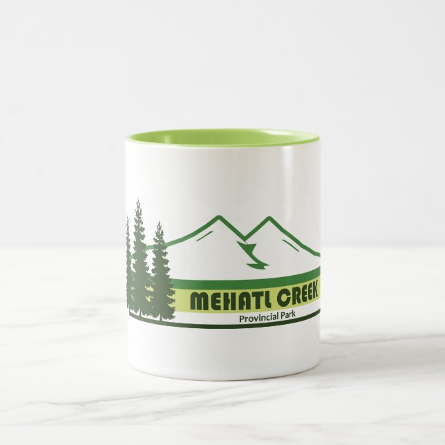 Mehatl Creek Provincial Park Green Stripes Two-Tone Coffee Mug (Center)