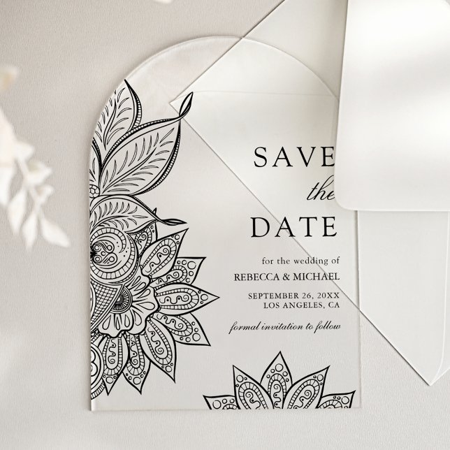 Mehendi Henna Indian Wedding Save the Date Acrylic Invitations (Creator Uploaded)