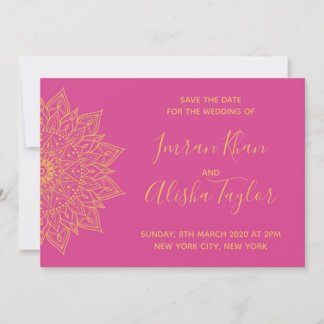 Mehendi Indian Wedding Save the date hamsa Henna (Front)