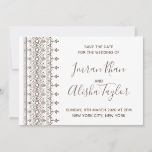 Mehendi Indian Wedding Save the date hamsa Henna