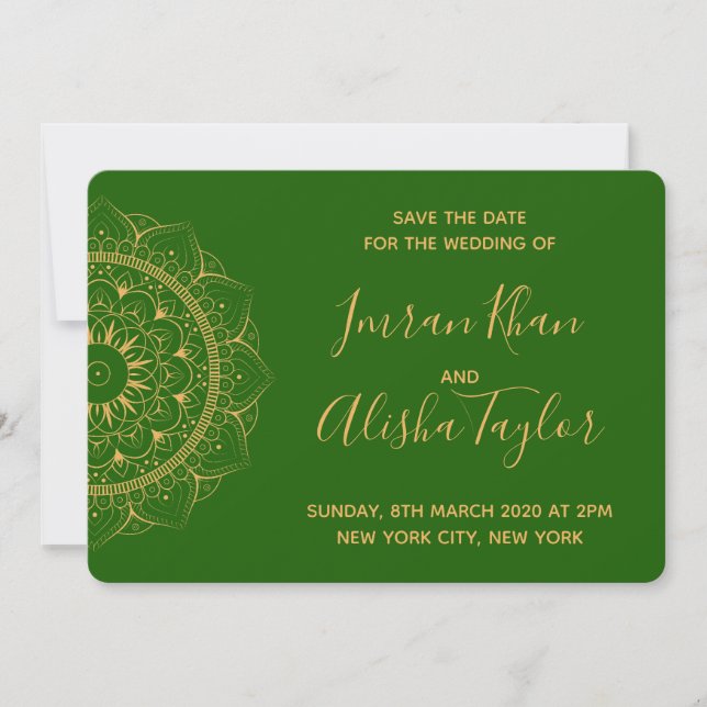 Mehendi Indian Wedding Save the date hamsa Henna (Front)