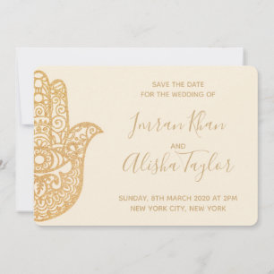 Mehendi Indian Wedding Save the date hamsa Henna