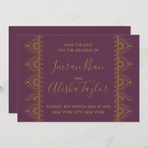 Mehendi Indian Wedding Save the date Invitation