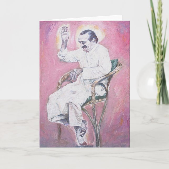 Meher Baba laughing, CARD (Front)