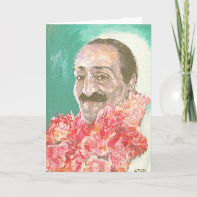 Meher Baba with flowers Card (Front)