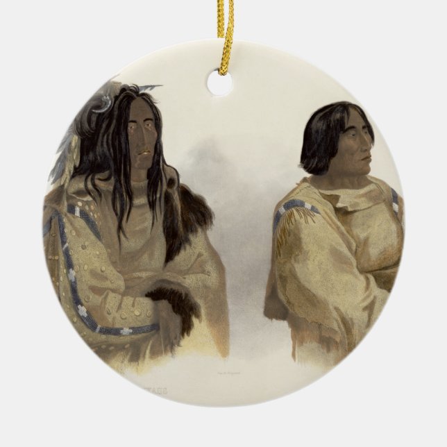 Mehkskeme-Sukahs, Blackfoot Chief and Tatsicki-Sto Ceramic Ornament (Front)