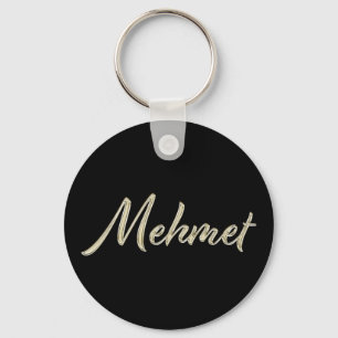 Mehmet Name whitegold Button Schlüsselanhänger Key Ring