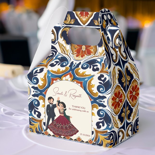 Mehndi and sangeet Indian wedding favours custom Favour Box (Mehndi and sangeet Indian wedding favors customized printed Favor Boxes cute cartoon characters)