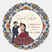 Mehndi and sangeet Indian wedding thank you favour Classic Round Sticker (Front)