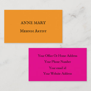 Mehndi Artist Henna Beauty Salon Pink Orange Business Card