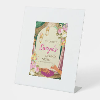 mehndi card pedestal sign