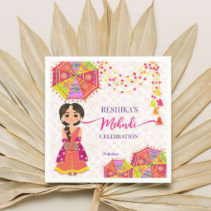 Mehndi cute Indian bride umbrellas Napkin