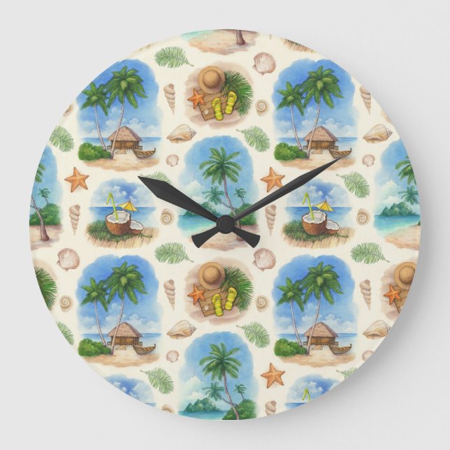 Mehndi Design: Curved Doodle Tracery Large Clock (Front)