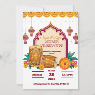 Mehndi Dholki  Invitation
