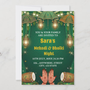  Mehndi & Dholki Night Ceremony Invitation