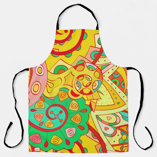 Mehndi Doodle: Colourful Ethnic Texture. Apron (Front)