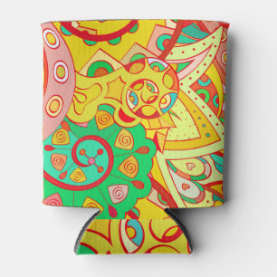 Mehndi Doodle: Colourful Ethnic Texture. Can Cooler