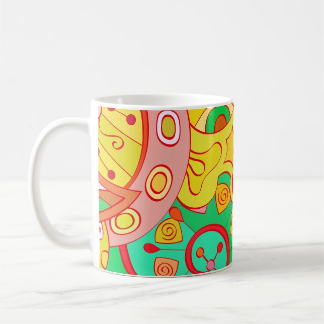 Mehndi Doodle: Colourful Ethnic Texture. Coffee Mug (Left)