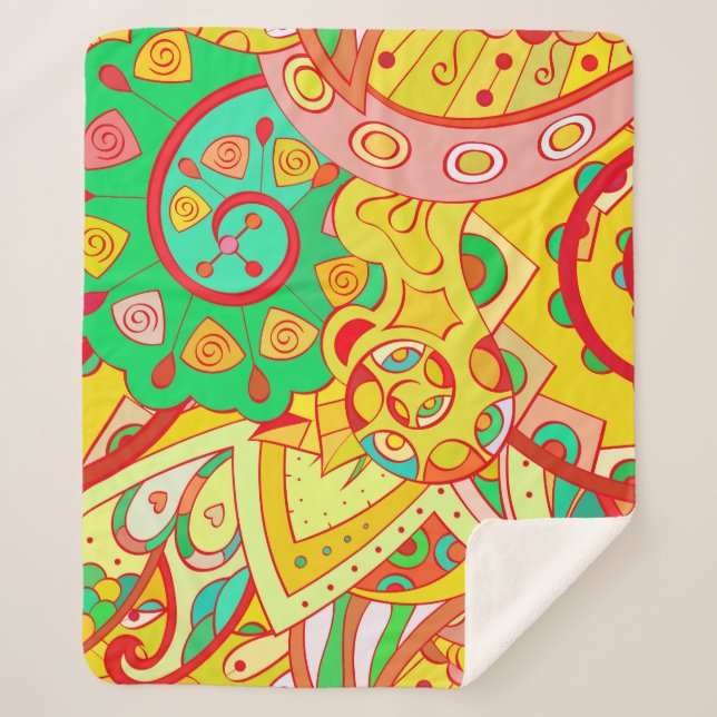 Mehndi Doodle: Colourful Ethnic Texture. Sherpa Blanket (Front)