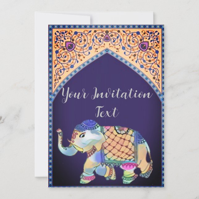Mehndi elephant Invitation (Front)