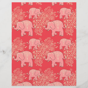 mehndi elephants scrapbook paper 8.5 x 11