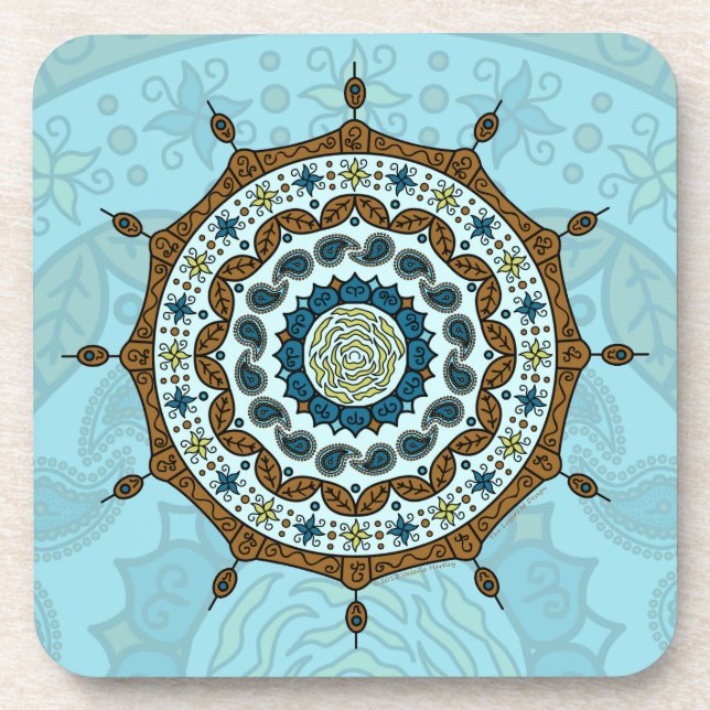 Mehndi Fantasy Copper Square Coaster (Front)