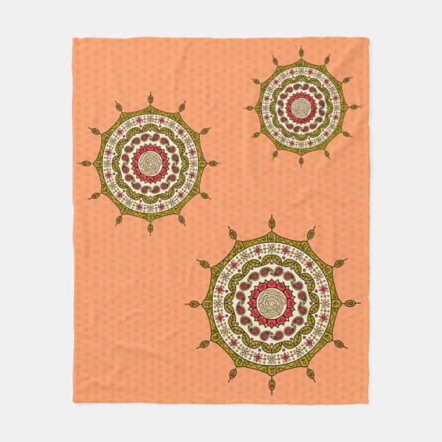 Mehndi Fantasy Gold Fleece Blanket (Front)