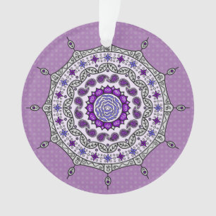 Mehndi Fantasy Silver Acrylic Ornament