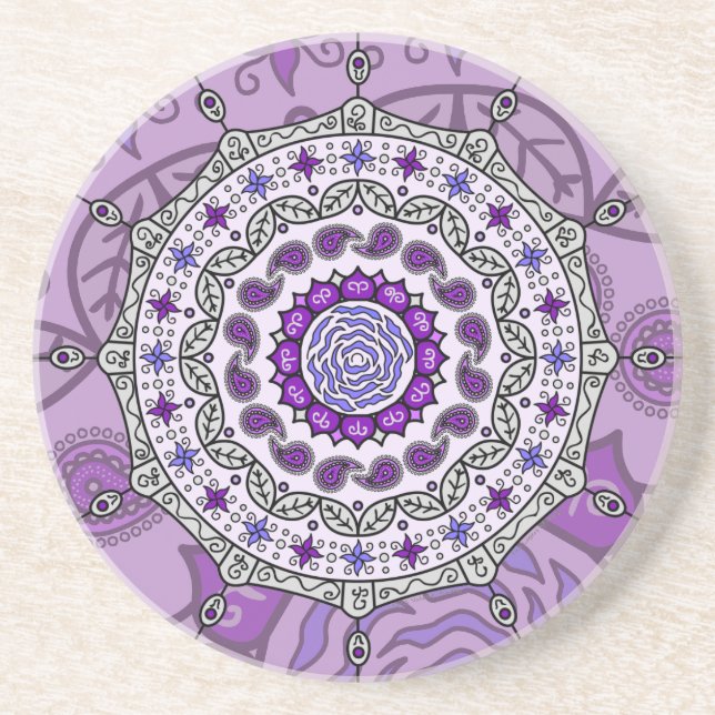 Mehndi Fantasy Silver Coaster (Front)