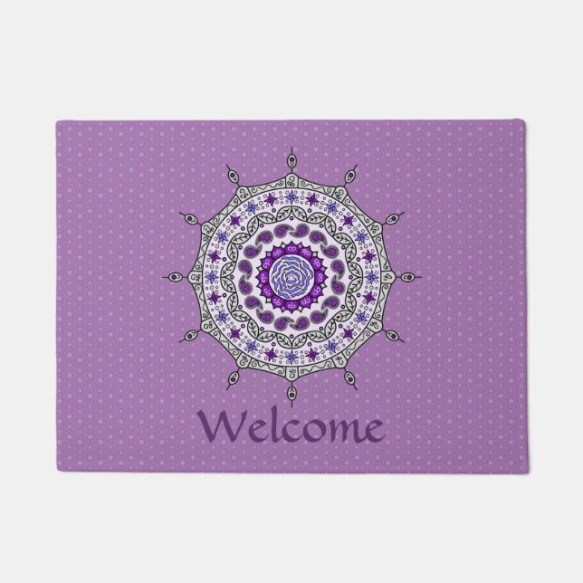 Mehndi Fantasy Silver Doormat (Front)