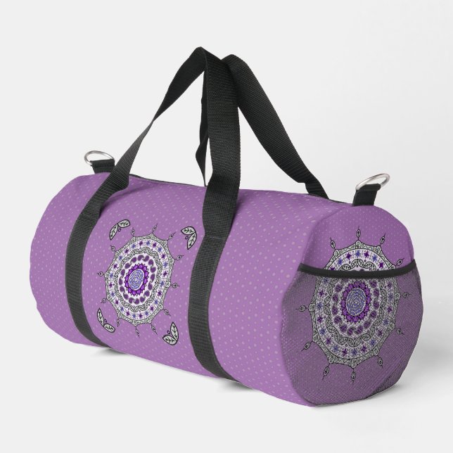 Mehndi Fantasy Silver Duffle Bag (Right Corner)
