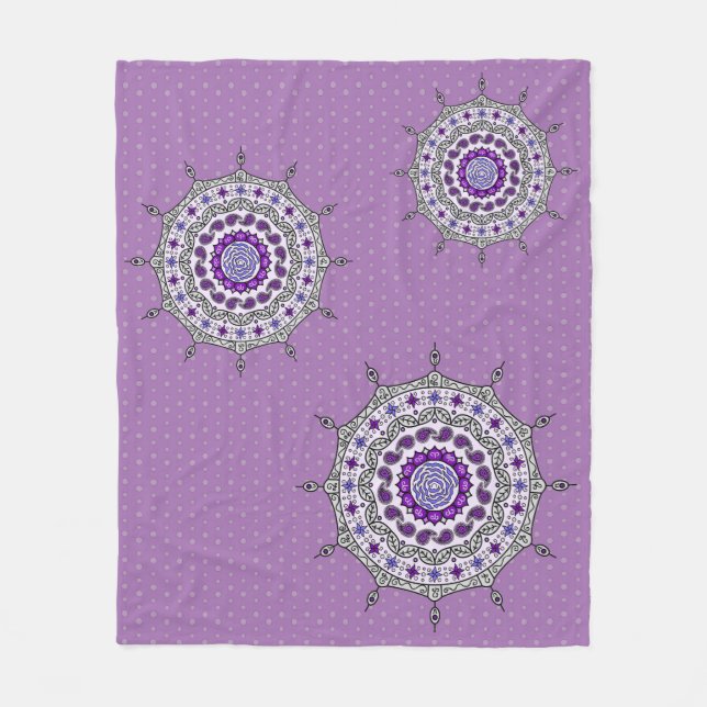 Mehndi Fantasy Silver Fleece Blanket (Front)