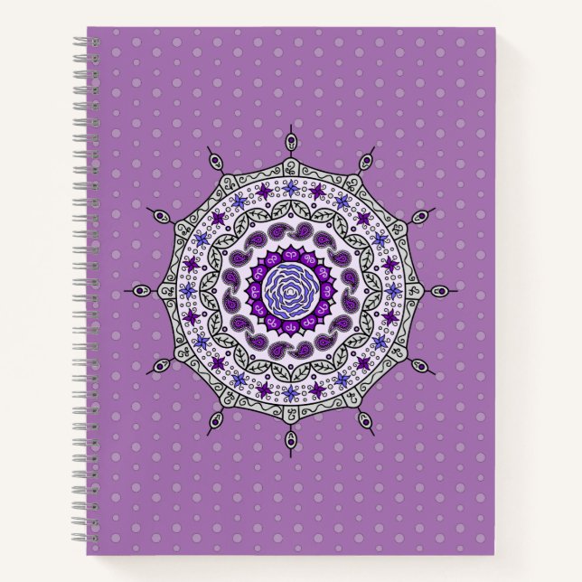 Mehndi Fantasy Silver Spiral Notebook (Front)