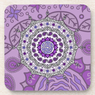 Mehndi Fantasy Silver Square Coaster