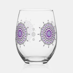 Mehndi Fantasy Silver Stemless Wine Glass