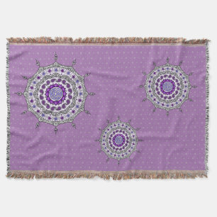 Mehndi Fantasy Silver Throw Blanket