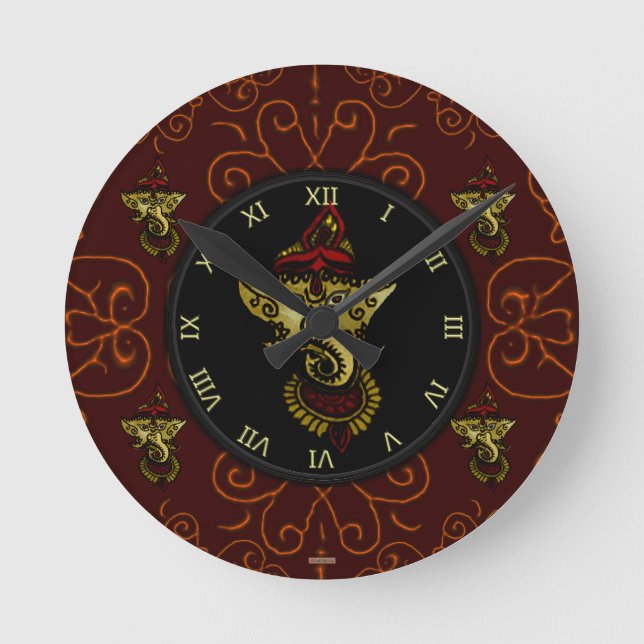 Mehndi Ganesha Round Clock (Front)