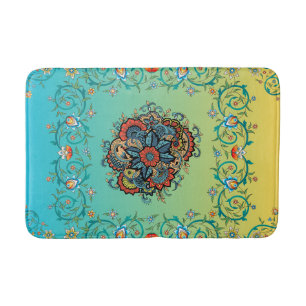 Mehndi Green Floral Art, Infinite Splendour Bath Mat
