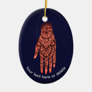 Mehndi Hand Tattoo Art  Ceramic Ornament