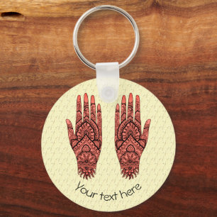 Mehndi Hand Tattoo Art Design Personalized Key Ring