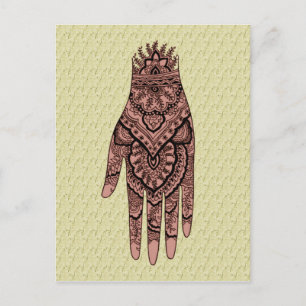 Mehndi Hand Tattoo Art Design Postcard