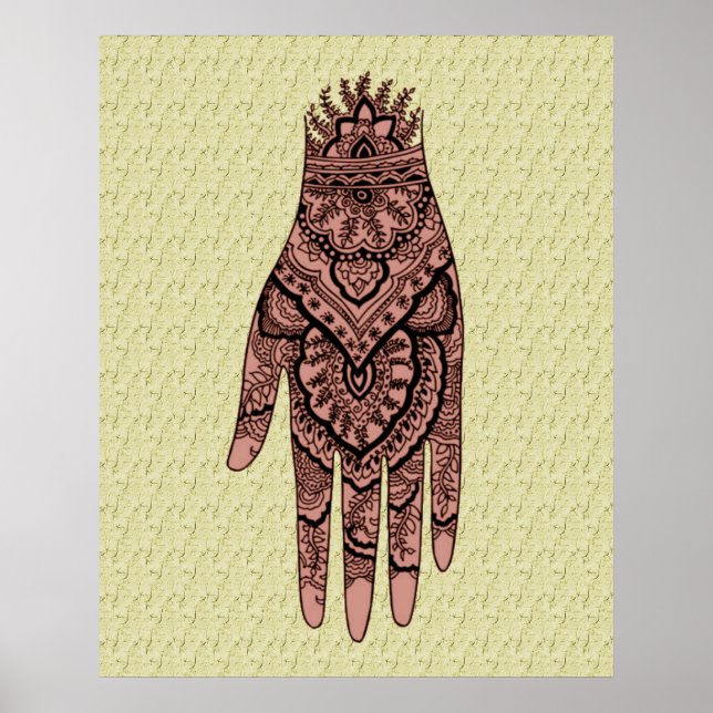 Mehndi Hand Tattoo Art Design Poster Print (Front)