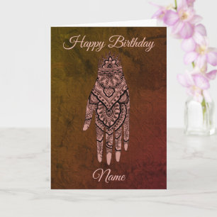 Mehndi Hand Tattoo Art Personalised Birthday  Card