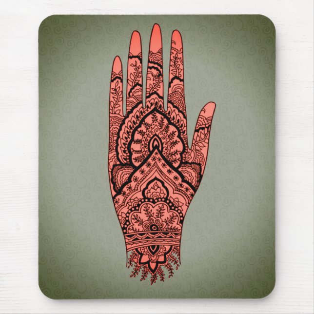 Mehndi Hand Tattoo Body Art Design Mouse Pad (Front)