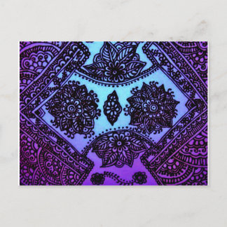 Mehndi Henna Blue Mix Postcard