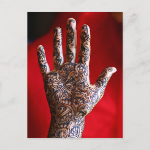 Mehndi henna hand postcard